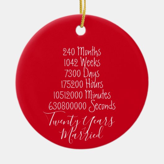 20. Hochzeit zum 20. Mal Keramik Ornament (Vorne)