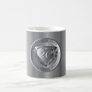 20. Hochzeitsjubiläum Platinum Herzmedaille Kaffeetasse