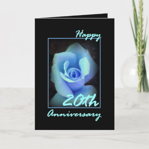 20. Hochzeitsjubiläumskarte mit blauer Rosenknospe Karte