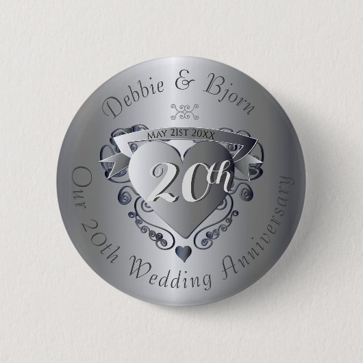 20. Hochzeitstag Button (Vorderseite)