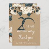 20. Hochzeitstag Danke, Herr Floral Dankeskarte (Vorne/Hinten)