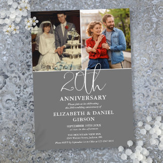 20. Hochzeitstag dann und jetzt 2 Foto Einladung
