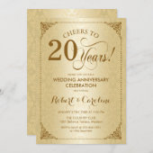 20. Hochzeitstag - Goldene Damaskus Einladung (Vorne/Hinten)