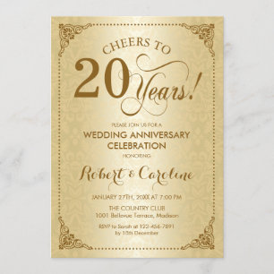 20. Hochzeitstag - Goldene Damaskus Einladung