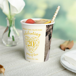 20. Hochzeitstag Kontur Foto Pappbecher