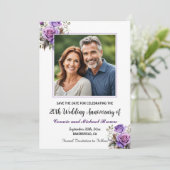 20. Hochzeitstag Lila Rose Foto Save The Date (Stehend Vorderseite)