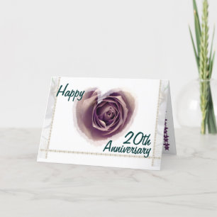 20. Hochzeitstag - Lila Rosenherz Karte