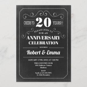 20. Hochzeitstag-Party - Schiefertafel Einladung