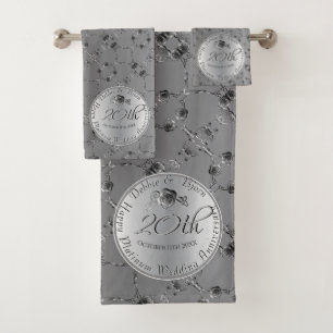 20. Hochzeitstag Rose Handtuch Badhandtuch Set