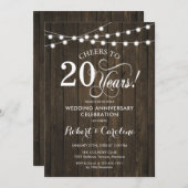 20. Hochzeitstag - Rustikales Holz Einladung (Vorne/Hinten)