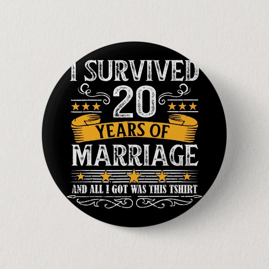20. Hochzeitstag Shirt Paare Ehemann Wif Button (Vorderseite)