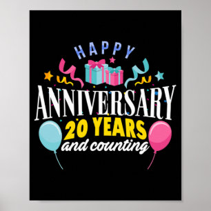 20. Hochzeitstag T - Shirt für Paare 20 Jahre Poster