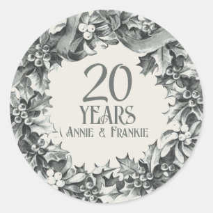 20. Hochzeitstag vintage antik stilvoll Runder Aufkleber