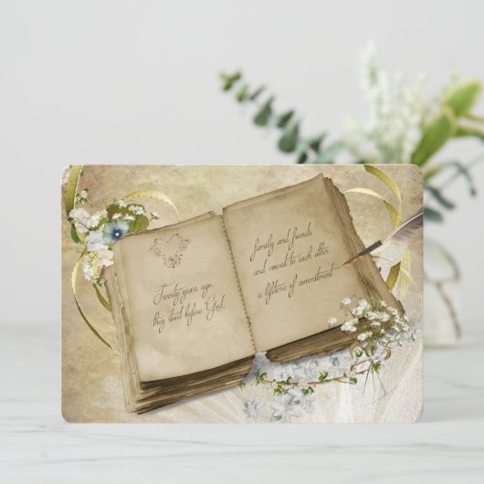 20. Hochzeitstag Vintage Erneuerung Einladung (Stehend Vorderseite)