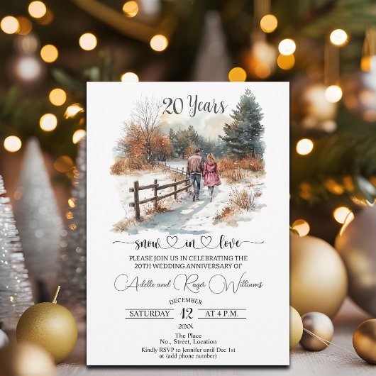 20. Hochzeitstag Winterlandschaft Romantisch Einladung