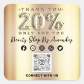 20%ige Preisnachlass bei QR CODE Imitate Gold Quadratischer Aufkleber (Vorderseite)