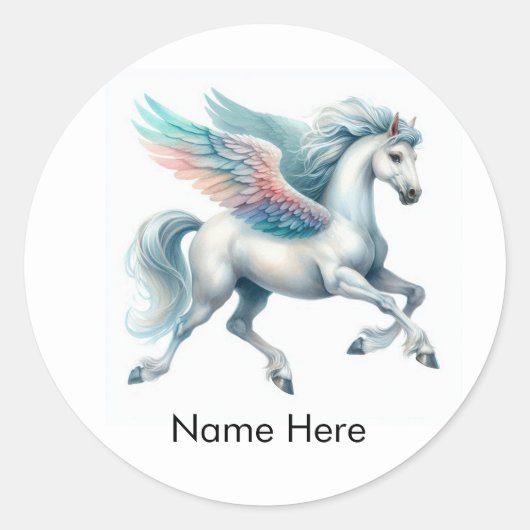 20 Individuelle Name Pegasus Round Stickers (Vorderseite)