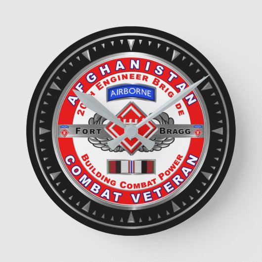 20. Ingenieur Brigade Afghanistan Veteran Runde Wanduhr (Vorderseite)