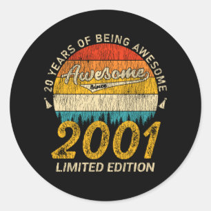 20 Jahre alt Tag 2001 Phantastisch seit 20. Geburt Runder Aufkleber