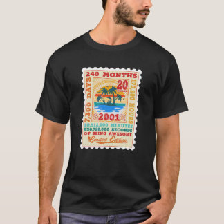 20 Jahre alte Palmen Geboren 2001 Briefmarke Retro T-Shirt