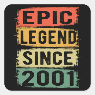 20 Jahre alter Tag 2001 Epische Legende 20. Geburt Quadratischer Aufkleber