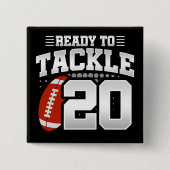20 Jahre altes Tackle Football Party 20. Geburtsta Button (Vorderseite)
