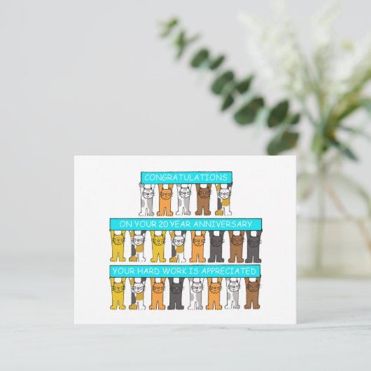 20 Jahre Arbeit Jahrestag Glückwünsche Postkarte (Stehend Vorderseite)