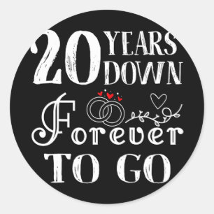 20 Jahre für immer, um ein paar 20. Hochzeit und Runder Aufkleber