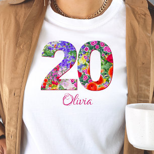 20 Jahre Geburtstagsparty Blumendesign T - Shirt