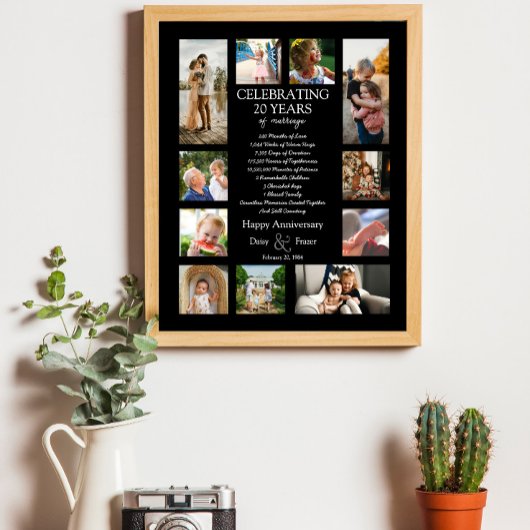 20 Jahre Hochzeitstag Foto Collage bearbeitbar Poster