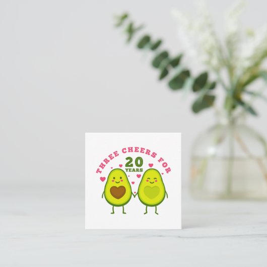 20 Jahre Jubiläum Quadratische Visitenkarte (Stehend Vorderseite)