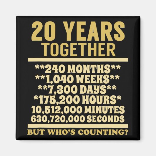 20 Jahre Jubiläum T Shirt 20. Hochzeitspende Coup Magnet (Vorne)