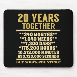 20 Jahre Jubiläum T Shirt 20. Hochzeitspende Coup Mousepad