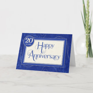 20 Jahre Mitarbeiterjubiläum - Text-Wirbel Blau Karte