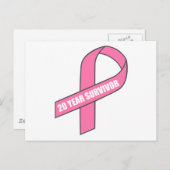 20 Jahre Überleben (Rosa Brustkrebs Schleife) Postkarte (Vorne/Hinten)