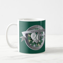 20. Jahrestag der Hochzeit Smaragdgrüner Medallion Kaffeetasse