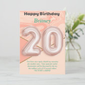 20-jährige Mädchen Happy Birthday Card (Stehend Vorderseite)