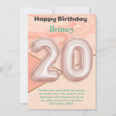20-jährige Mädchen Happy Birthday Card (Rückseite)