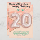 20-jährige Mädchen Happy Birthday Card (Vorne/Hinten)