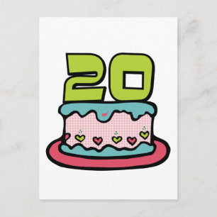20-jähriger Geburtstagskuchen Postkarte
