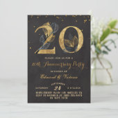 20-jähriges Gold Floral Einladung (Stehend Vorderseite)
