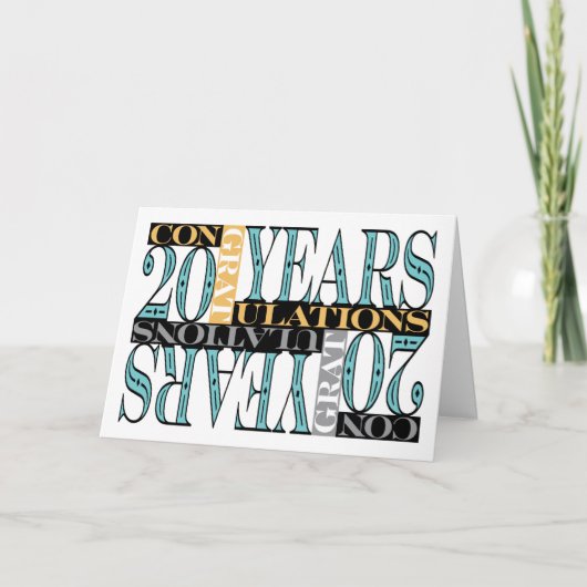 20-jähriges Mitarbeiterjubiläum Herzlichen Glückwu Karte (Vorderseite)