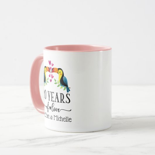 20. Jubiläum Bird Couple Matching Tasse (Vorderseite Links)