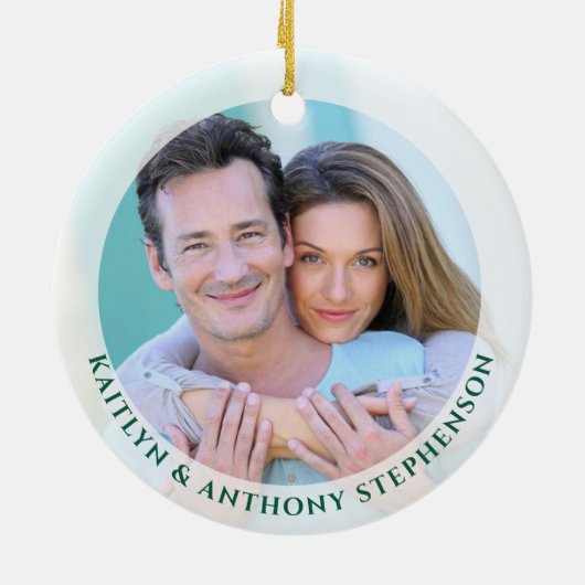 20. Jubiläum Emerald Foto Personalisiert Keramik Ornament (Hinten)