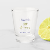 20. Jubiläum lila Gold Name Datum elegant Schnapsglas (Vorderseite)