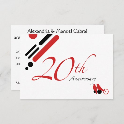 20. Jubiläum (Mod-Vögel) Einladung (Vorne/Hinten)