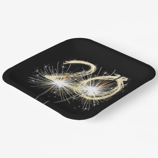 20. Jubiläum Party Sparklers auf Black Pappteller (Gewinkelt)