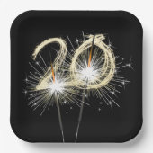 20. Jubiläum Party Sparklers auf Black Pappteller (Vorderseite)