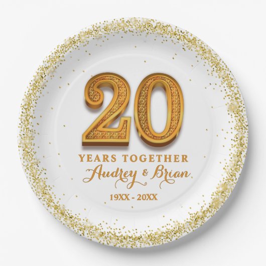 20. Jubiläum Personalisiert Pappteller (Vorderseite)