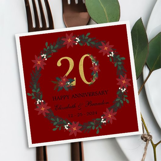 20. Jubiläum Personalisierte Weihnachten Napkins Serviette